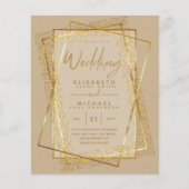 INVITATIONS DE MARIAGE aspect pailleté feuille mét (Devant)