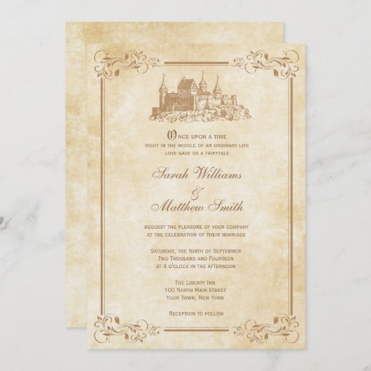 Invitations de mariage au château de Fairytale (Devant / Derrière)