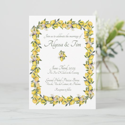 Invitations de mariage au citron (Debout devant)