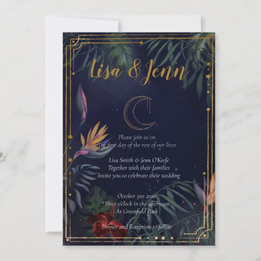 Invitations de mariage au clair de lune tropicale (Devant)