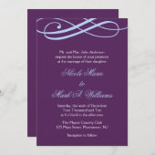 Invitations de mariage au prune et au bleu en poud (Devant / Derrière)