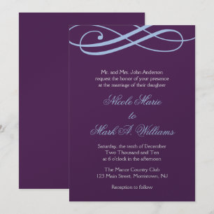 Invitations de mariage au prune et au bleu en poud
