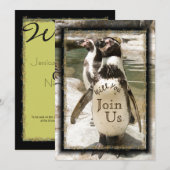 Invitations de mariage au zoo photo de Pingouin am (Devant / Derrière)