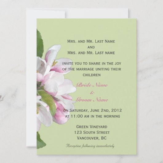 Invitations de mariage aux fleurs d'Apple (Devant)