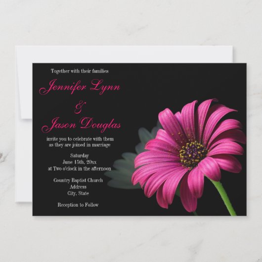 Invitations de mariage aux fleurs de Gerber rose c (Devant)