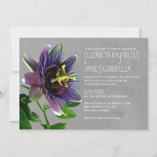 Invitations de mariage aux fleurs de passion (Devant)