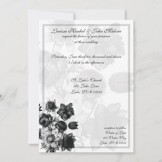 Invitations de mariage aux fleurs élégantes (Devant)