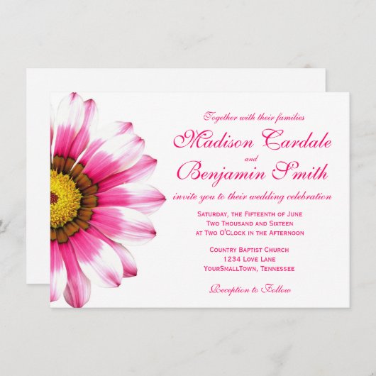 Invitations de mariage aux fleurs roses chaudes (Devant / Derrière)