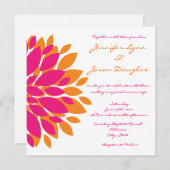 Invitations de mariage aux fleurs roses et orange  (Devant / Derrière)