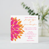 Invitations de mariage aux fleurs roses et orange  (Debout devant)