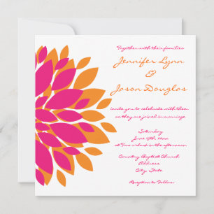 Invitations de mariage aux fleurs roses et orange 