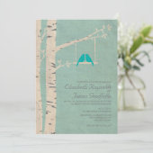 Invitations de mariage aux oiseaux bleus (Debout devant)