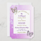 Invitations de mariage aux papillons pourpres (Devant)