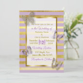 Invitations de mariage aux papillons violets et do (Debout devant)