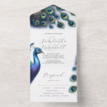 Invitations de mariage avec carte RSVP Peacock<br><div class="desc">Augmentez votre célébration mariage avec nos majestueuses invitations de mariage accompagnées d'une carte RSVP, mettant en valeur la beauté de paons aquarellés exquis dans des tons délicieux de bleu royal, vert et violet. Que vous préfériez la commodité du sceau et de l'envoi ou l'élégance classique des invitations de mariage pliés,...</div>