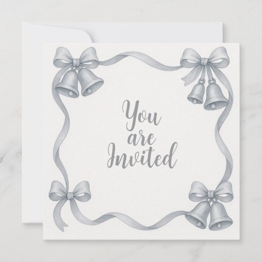 Invitations de mariage avec cloches et rubans d'ar (Devant)