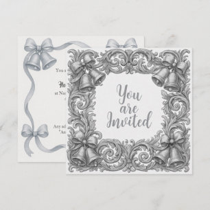 Invitations de mariage avec cloches et rubans en a