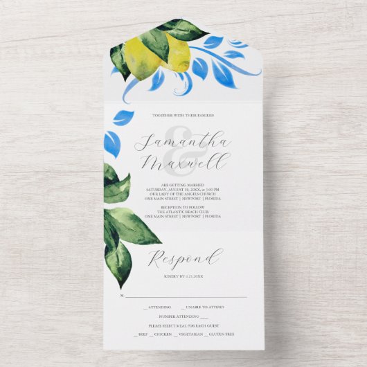 Invitations de mariage avec des citrons de carte R (À l'intérieur)
