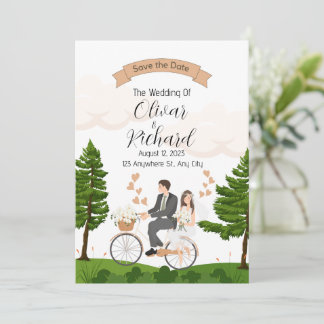 Invitations de mariage avec deux illustrations