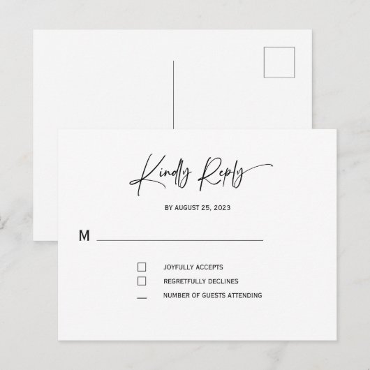 Invitations de mariage avec rsvp (Devant / Derrière)