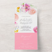 Invitations de mariage avec RSVP Card Fleurs roses (À l'intérieur)