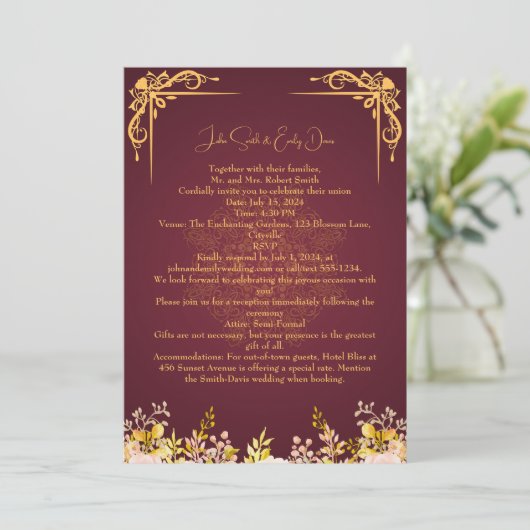 Invitations de mariage avec Rsvp Qr Code (Debout devant)