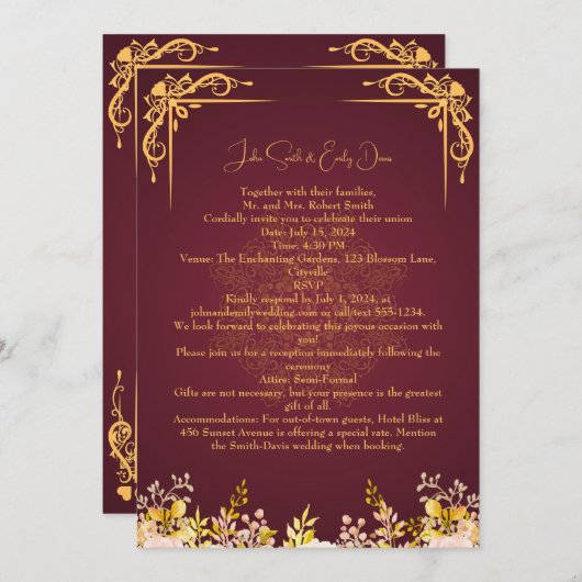 Invitations de mariage avec Rsvp Qr Code (Devant / Derrière)