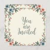 Invitations de mariage avec une frontière de fleur (Devant / Derrière)