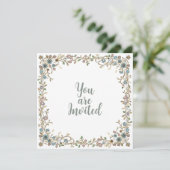 Invitations de mariage avec une frontière florale  (Debout devant)