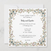 Invitations de mariage avec une frontière florale  (Dos)