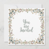 Invitations de mariage avec une frontière florale  (Devant)