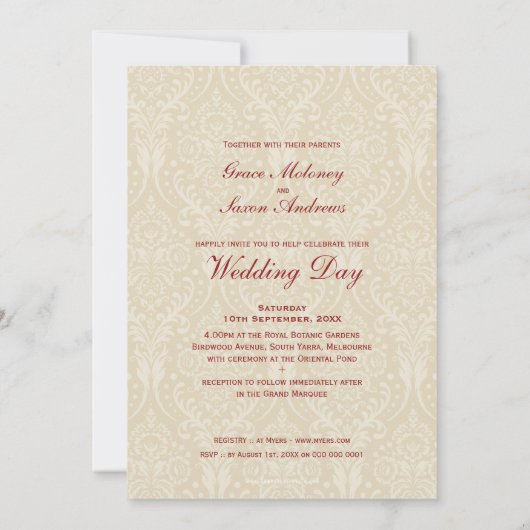 INVITATIONS DE MARIAGE :: beauté P 1 (Dos)