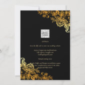 Invitations de Mariage Black Gold Lace (Dos)