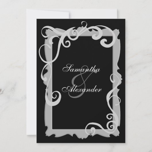 Invitations de mariage Black/Silver-Grey (Devant)