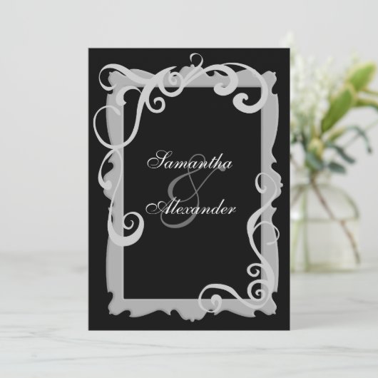 Invitations de mariage Black/Silver-Grey (Debout devant)