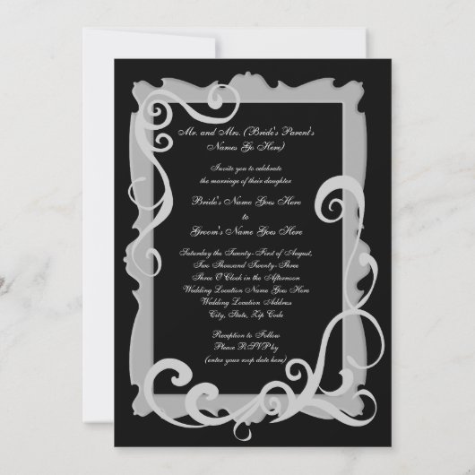 Invitations de mariage Black/Silver-Grey (Dos)