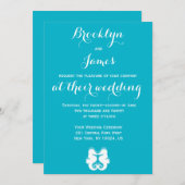 Invitations de mariage blanc bleu personnalisé (Devant / Derrière)