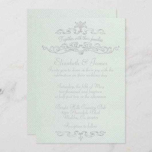 Invitations de mariage blanc de luxe (Devant / Derrière)