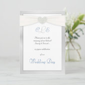 Invitations de mariage blanc d'hiver d'argent et d (Debout devant)