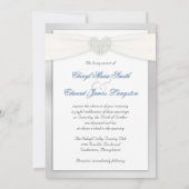 Invitations de mariage blanc d'hiver d'argent et d (Dos)