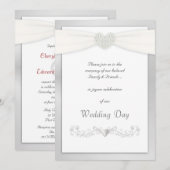 Invitations de mariage blanc et argenté (Devant / Derrière)