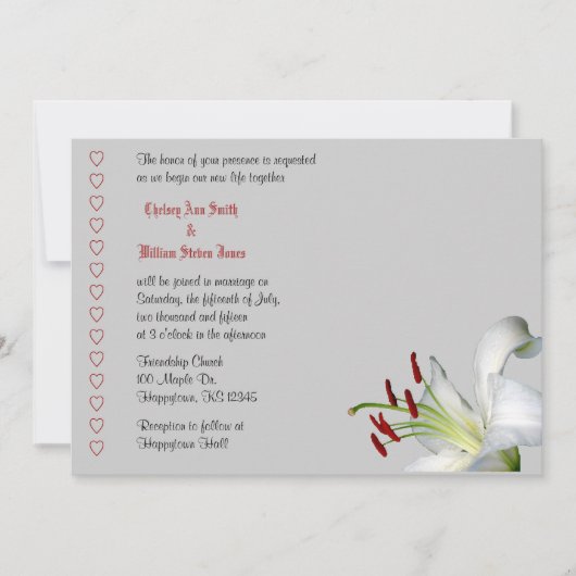 Invitations de mariage blanc et rouge (Devant)