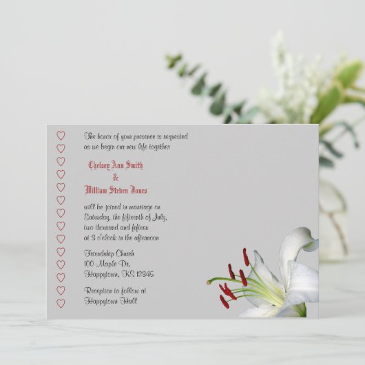 Invitations de mariage blanc et rouge (Debout devant)