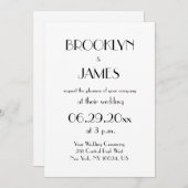 Invitations de mariage blanc minimal déco (Devant / Derrière)