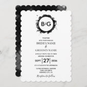 Invitations de mariage blanc noir simple (Devant / Derrière)