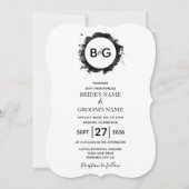 Invitations de mariage blanc noir simple (Devant)