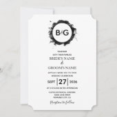 Invitations de mariage blanc noir simple (Devant)