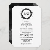 Invitations de mariage blanc noir simple (Devant / Derrière)
