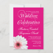 Invitations de mariage blanc rose chaud (Devant)