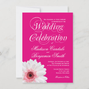 Invitations de mariage blanc rose chaud